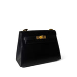 Hermes Handbag Black Mini Kelly Sellier 20 Black Box Calfskin Gold Plated P Circle Stamp - Redeluxe