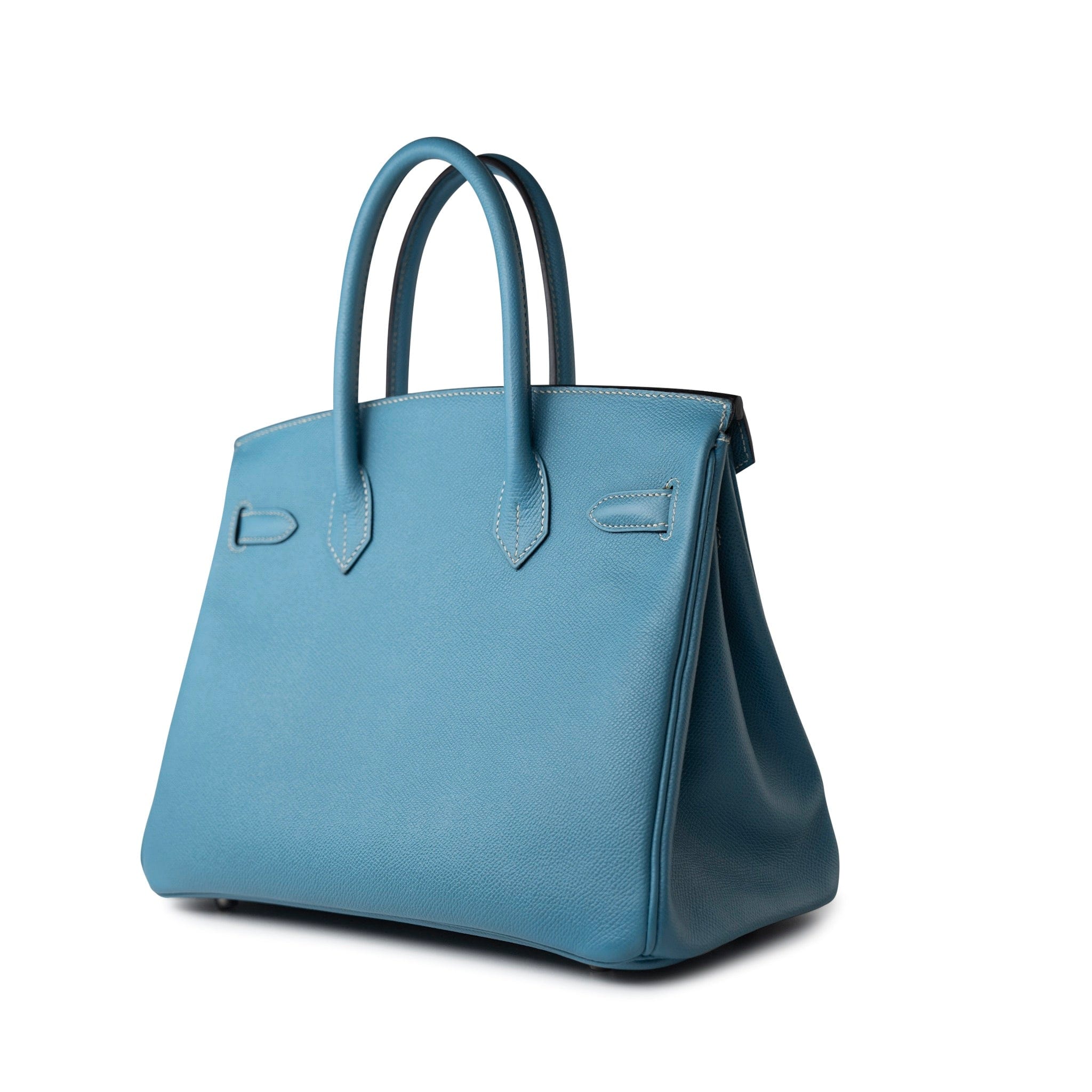 Hermes Handbag Blue Hermes Birkin 30 Blue Jean Veau Epsom Leather Palladium Hardware G Square Stamp - Redeluxe