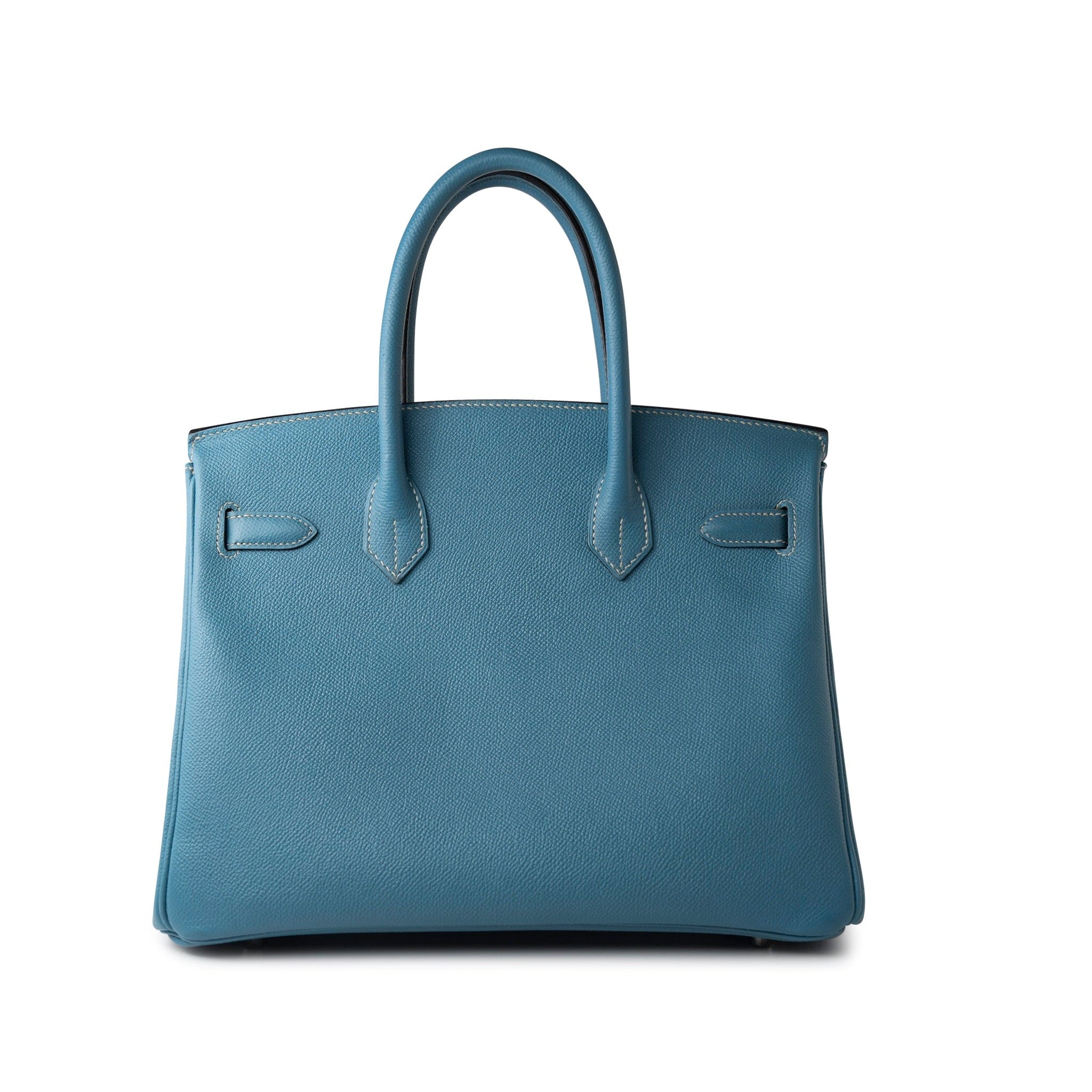 Hermes Handbag Blue Hermes Birkin 30 Blue Jean Veau Epsom Leather Palladium Hardware G Square Stamp - Redeluxe