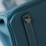 Hermes Handbag Blue Hermes Birkin 30 Blue Jean Veau Epsom Leather Palladium Hardware G Square Stamp - Redeluxe