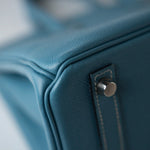 Hermes Handbag Blue Hermes Birkin 30 Blue Jean Veau Epsom Leather Palladium Hardware G Square Stamp - Redeluxe