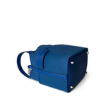 Hermes Handbag Blue Picotin Lock 18 Bleu Royal Swift and Bleu Egee Toile Geoland Cargo Palladium Hardware - Redeluxe