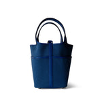 Hermes Handbag Blue Picotin Lock 18 Bleu Royal Swift and Bleu Egee Toile Geoland Cargo Palladium Hardware - Redeluxe