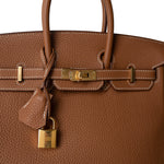 Hermes Handbag Brown Birkin 25 Gold Togo Gold Plated D Stamp - Redeluxe