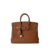 Hermes Handbag Brown Birkin 25 Gold Togo Gold Plated D Stamp - Redeluxe