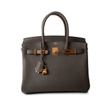 Hermes Handbag Brown Birkin 30 Etain (Greige) Veau Epsom Leather Gold Plated Hardware A Stamp - Redeluxe