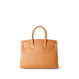 Hermes Handbag Brown Birkin Sellier 30 Natural Sable Vache Naturelle Grainée Gold Plated D Stamp - Redeluxe