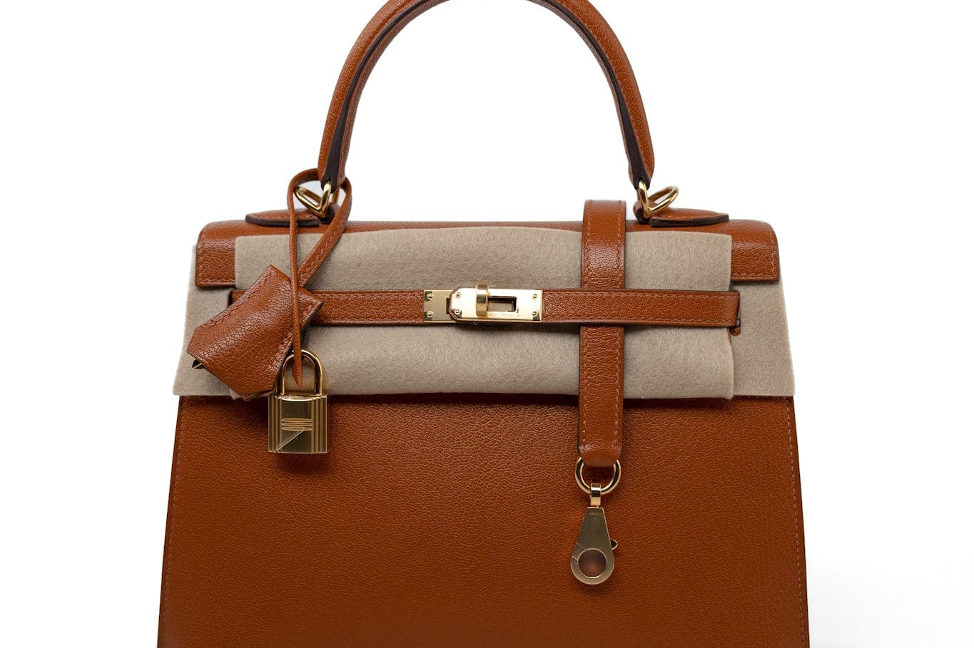 Hermes Handbag Brown Kelly 25 Pain d’Epice Chèvre Mysore Goatskin Gold Plated Hardware Y Stamp - Redeluxe