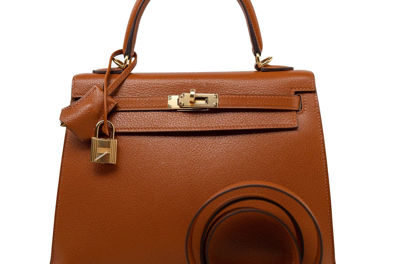 Hermes Handbag Brown Kelly 25 Pain d’Epice Chèvre Mysore Goatskin Gold Plated Hardware Y Stamp - Redeluxe