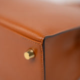 Hermes Handbag Brown Kelly 25 Pain d’Epice Chèvre Mysore Goatskin Gold Plated Hardware Y Stamp - Redeluxe