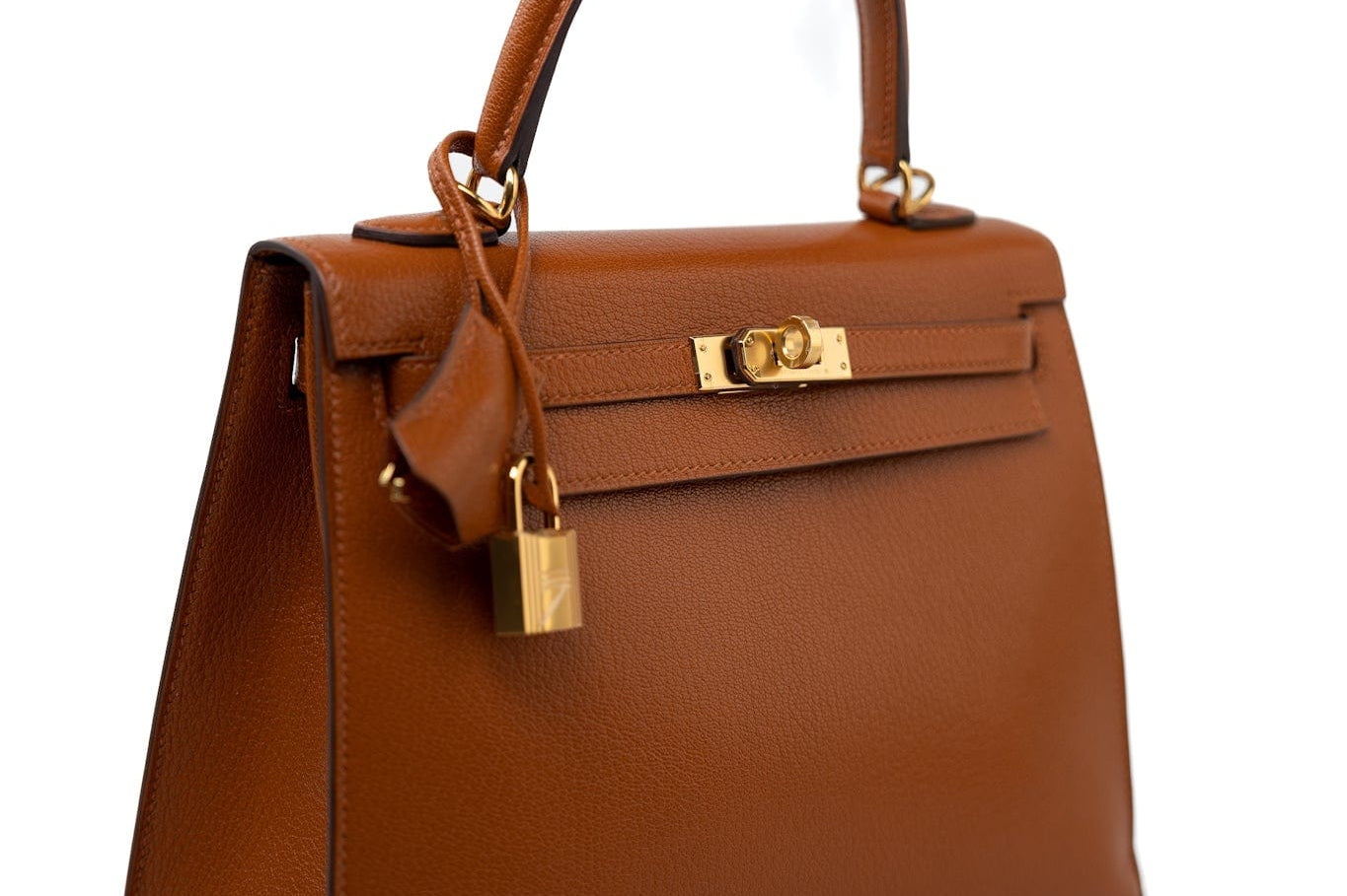 Hermes Handbag Brown Kelly 25 Pain d’Epice Chèvre Mysore Goatskin Gold Plated Hardware Y Stamp - Redeluxe