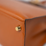 Hermes Handbag Brown Kelly 25 Pain d’Epice Chèvre Mysore Goatskin Gold Plated Hardware Y Stamp - Redeluxe