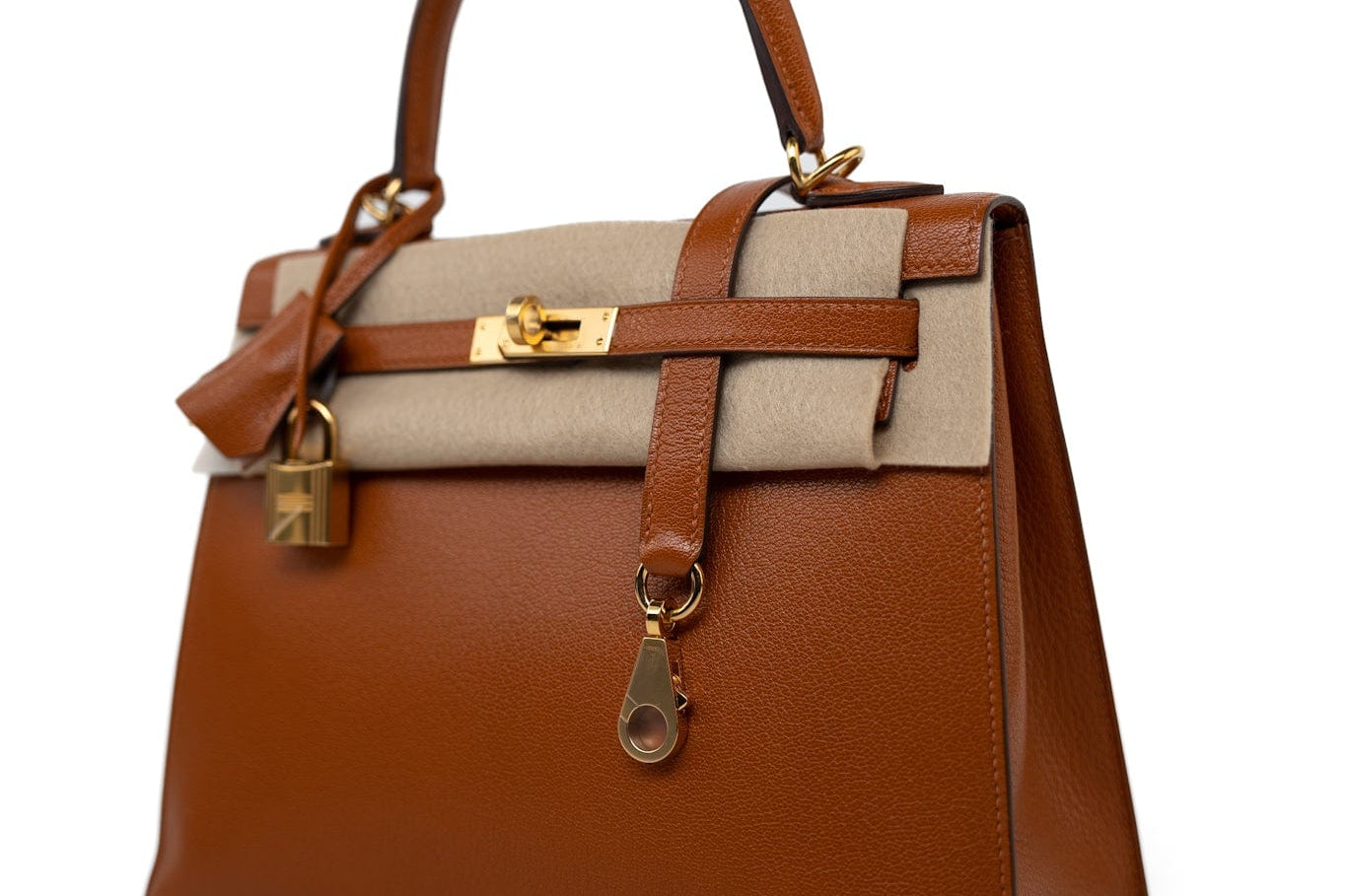 Hermes Handbag Brown Kelly 25 Pain d’Epice Chèvre Mysore Goatskin Gold Plated Hardware Y Stamp - Redeluxe