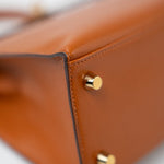 Hermes Handbag Brown Kelly 25 Pain d’Epice Chèvre Mysore Goatskin Gold Plated Hardware Y Stamp - Redeluxe