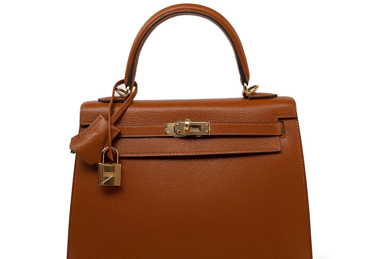 Hermes Handbag Brown Kelly 25 Pain d’Epice Chèvre Mysore Goatskin Gold Plated Hardware Y Stamp - Redeluxe