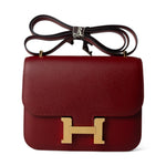 Hermes Handbag Constance / Red Constance 18 Rouge Grenat Veau Epsom Leather Gold Plated A Stamp - Redeluxe