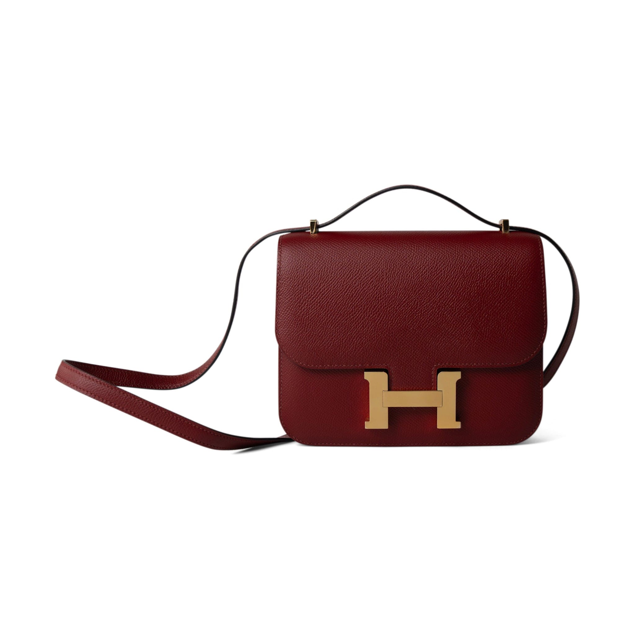 Hermes Handbag Constance / Red Constance 18 Rouge Grenat Veau Epsom Leather Gold Plated A Stamp - Redeluxe