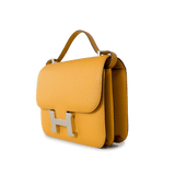 Hermes Handbag Constance / Yellow Hermes Constance 18 Jaune Ambre (Amber Yellow) Palladium Plated Hardware C Stamp - Redeluxe