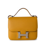 Hermes Handbag Constance / Yellow Hermes Constance 18 Jaune Ambre (Amber Yellow) Palladium Plated Hardware C Stamp - Redeluxe