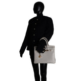 Hermes Handbag Cream Birkin 30 Beton Veau Togo Leather Gold Plated U Stamp 2022 - Redeluxe