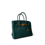 Hermes Handbag Green Birkin 30 Malachite Togo Gold Plated C Stamp - Redeluxe