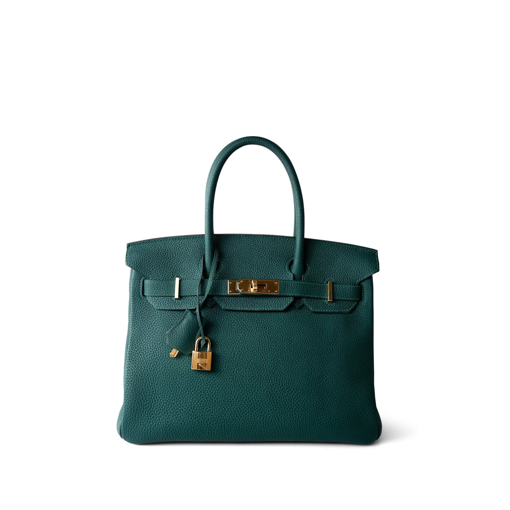 Hermes Handbag Green Birkin 30 Malachite Togo Gold Plated C Stamp - Redeluxe