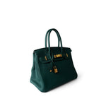 Hermes Handbag Green Birkin 30 Malachite Togo Gold Plated C Stamp - Redeluxe