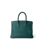 Hermes Handbag Green Birkin 30 Malachite Togo Gold Plated C Stamp - Redeluxe