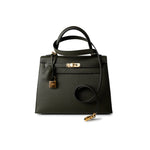 Hermes Handbag Green Hermes Kelly 25 Sellier Vert De Gris Veau Epsom Leather Gold Plated Y Stamp - Redeluxe