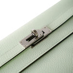 Hermes Handbag Green Kelly Wallet To Go Vert Fizz Epsom Palladium Plated B Stamp - Redeluxe