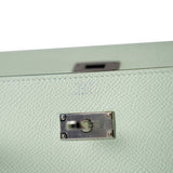 Hermes Handbag Green Kelly Wallet To Go Vert Fizz Epsom Palladium Plated B Stamp - Redeluxe