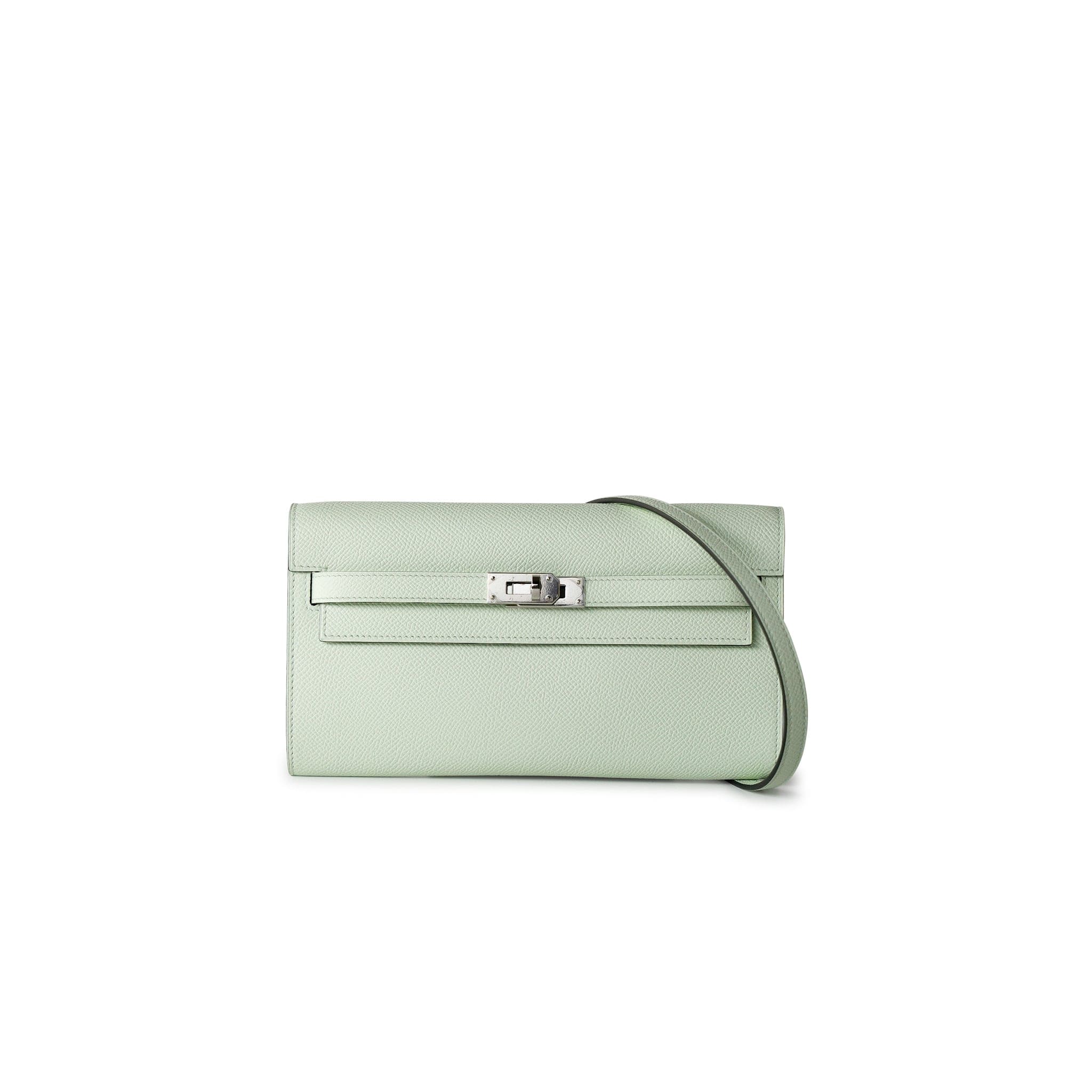 Kelly Wallet To Go Vert Fizz Epsom Palladium Plated B Stamp