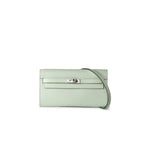 Hermes Handbag Green Kelly Wallet To Go Vert Fizz Epsom Palladium Plated B Stamp - Redeluxe