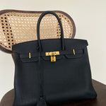 Hermes Handbag Hermes Birkin 35 Black Veau Togo Leather Gold Plated 2021 Z - Redeluxe