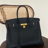 Hermes Handbag Hermes Birkin 35 Black Veau Togo Leather Gold Plated 2021 Z - Redeluxe