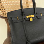 Hermes Handbag Hermes Birkin 35 Black Veau Togo Leather Gold Plated 2021 Z - Redeluxe