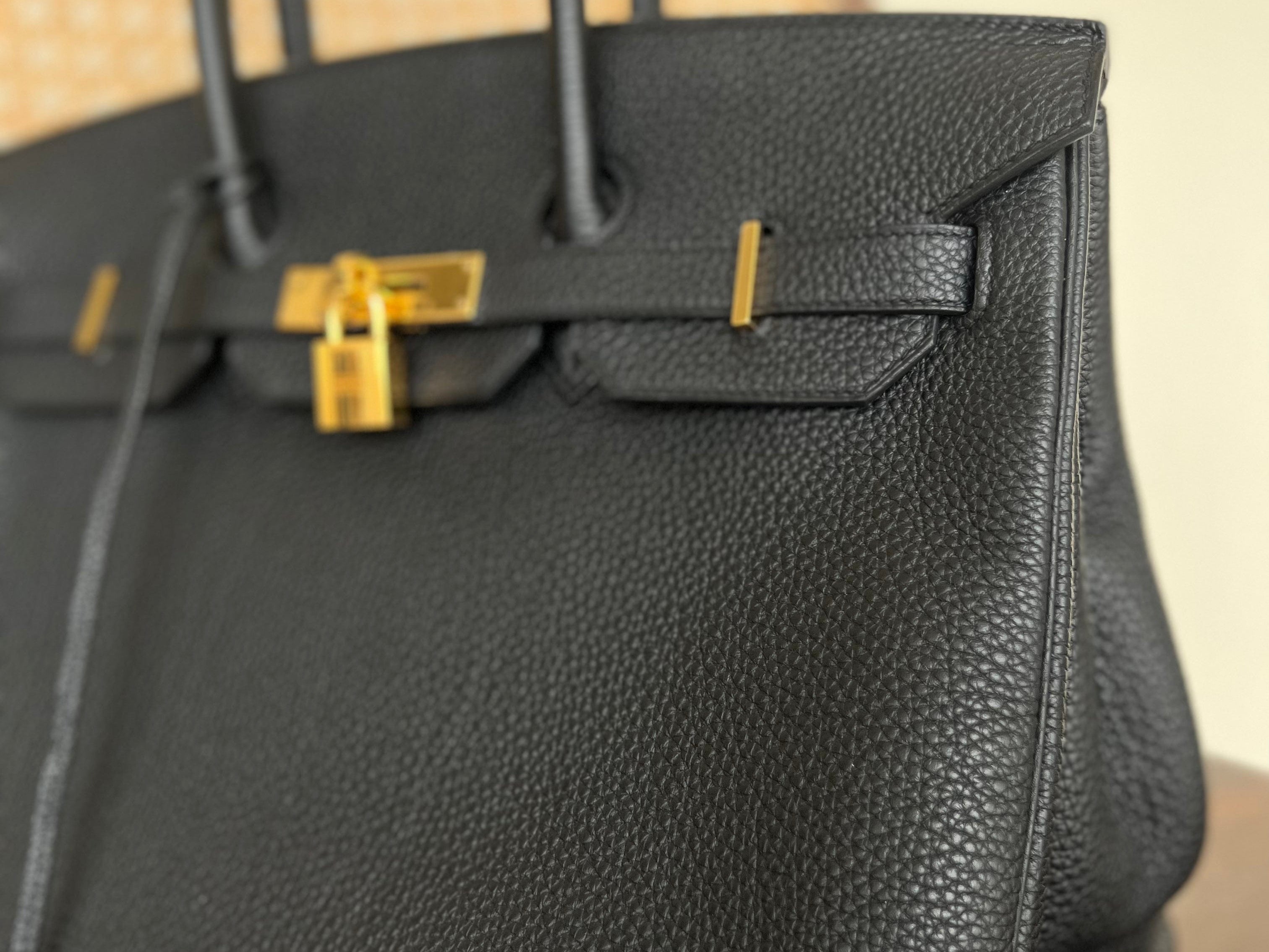 Hermes Handbag Hermes Birkin 35 Black Veau Togo Leather Gold Plated 2021 Z - Redeluxe