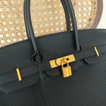 Hermes Handbag Hermes Birkin 35 Black Veau Togo Leather Gold Plated 2021 Z - Redeluxe