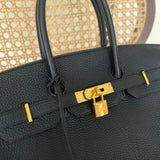 Hermes Handbag Hermes Birkin 35 Black Veau Togo Leather Gold Plated 2021 Z - Redeluxe