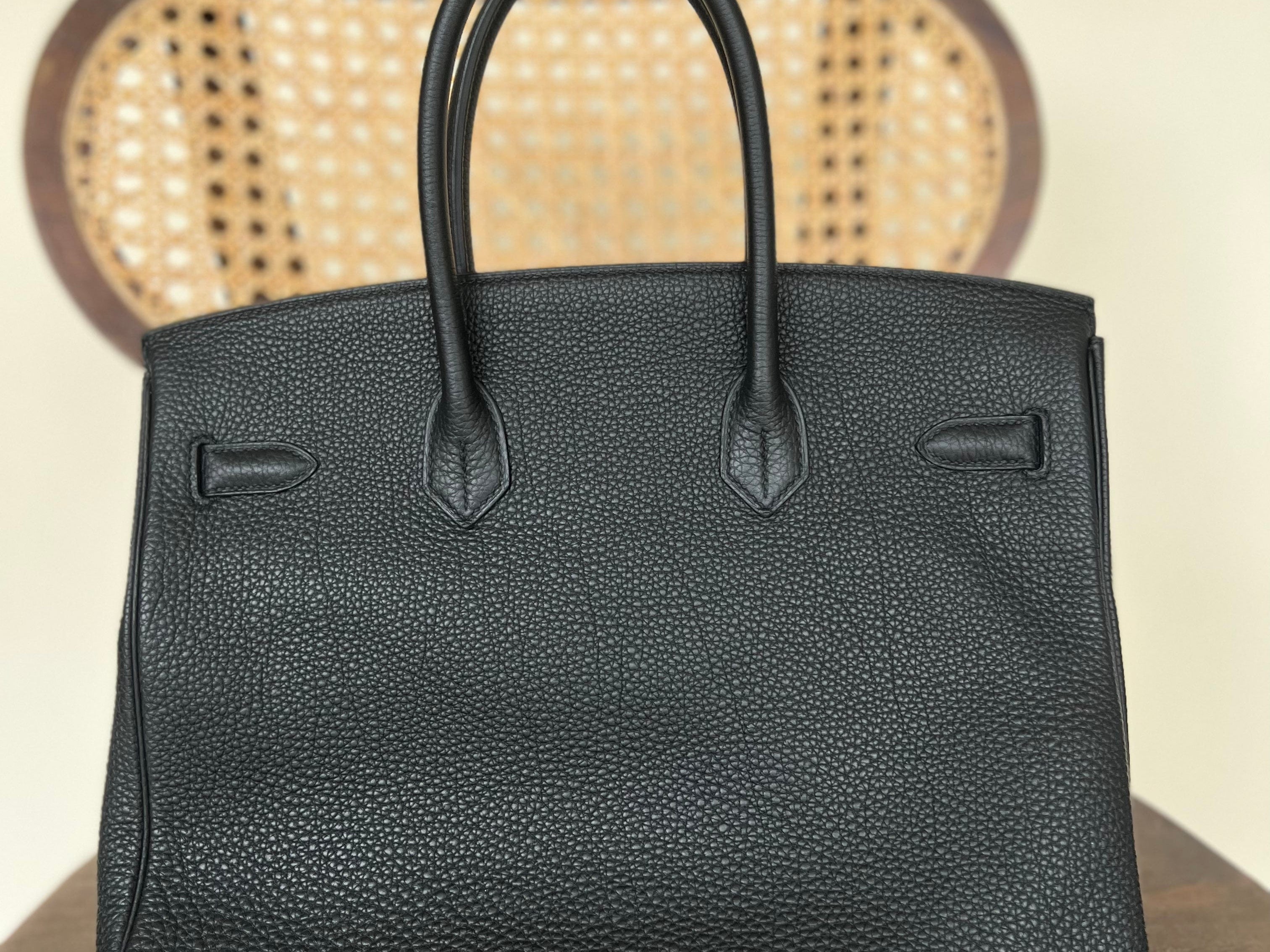 Hermes Handbag Hermes Birkin 35 Black Veau Togo Leather Gold Plated 2021 Z - Redeluxe