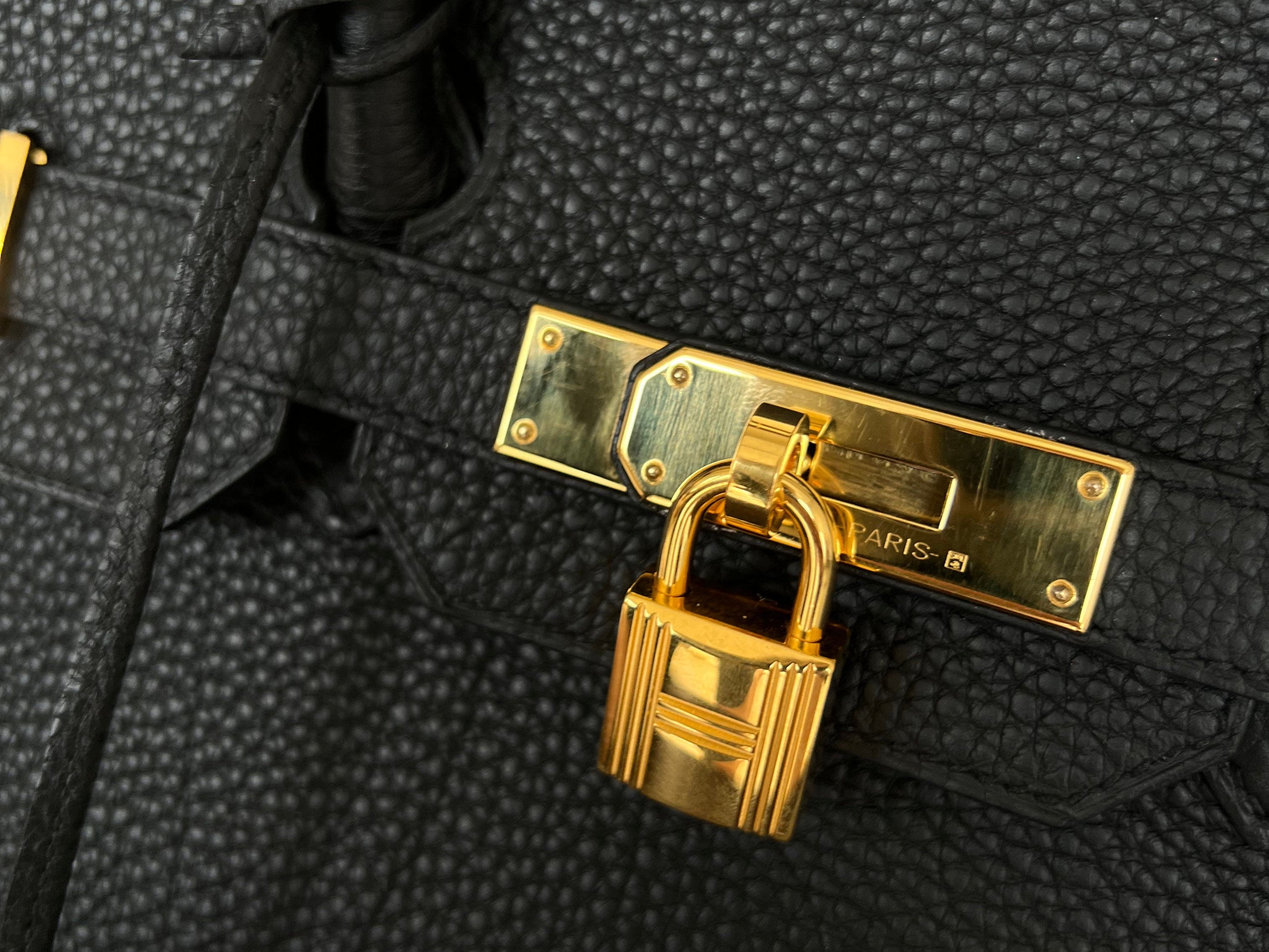 Hermes Handbag Hermes Birkin 35 Black Veau Togo Leather Gold Plated 2021 Z - Redeluxe