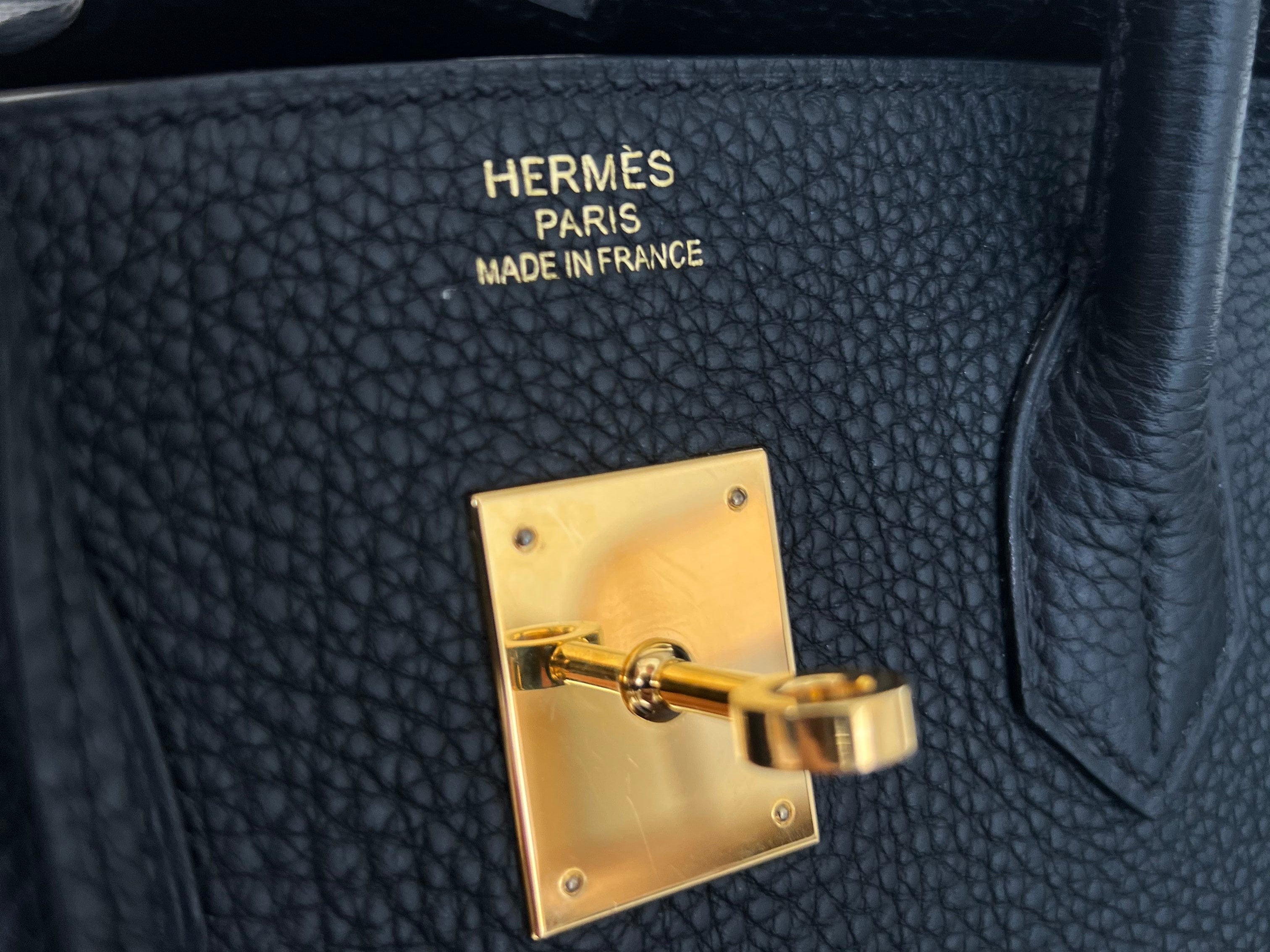 Hermes Handbag Hermes Birkin 35 Black Veau Togo Leather Gold Plated 2021 Z - Redeluxe