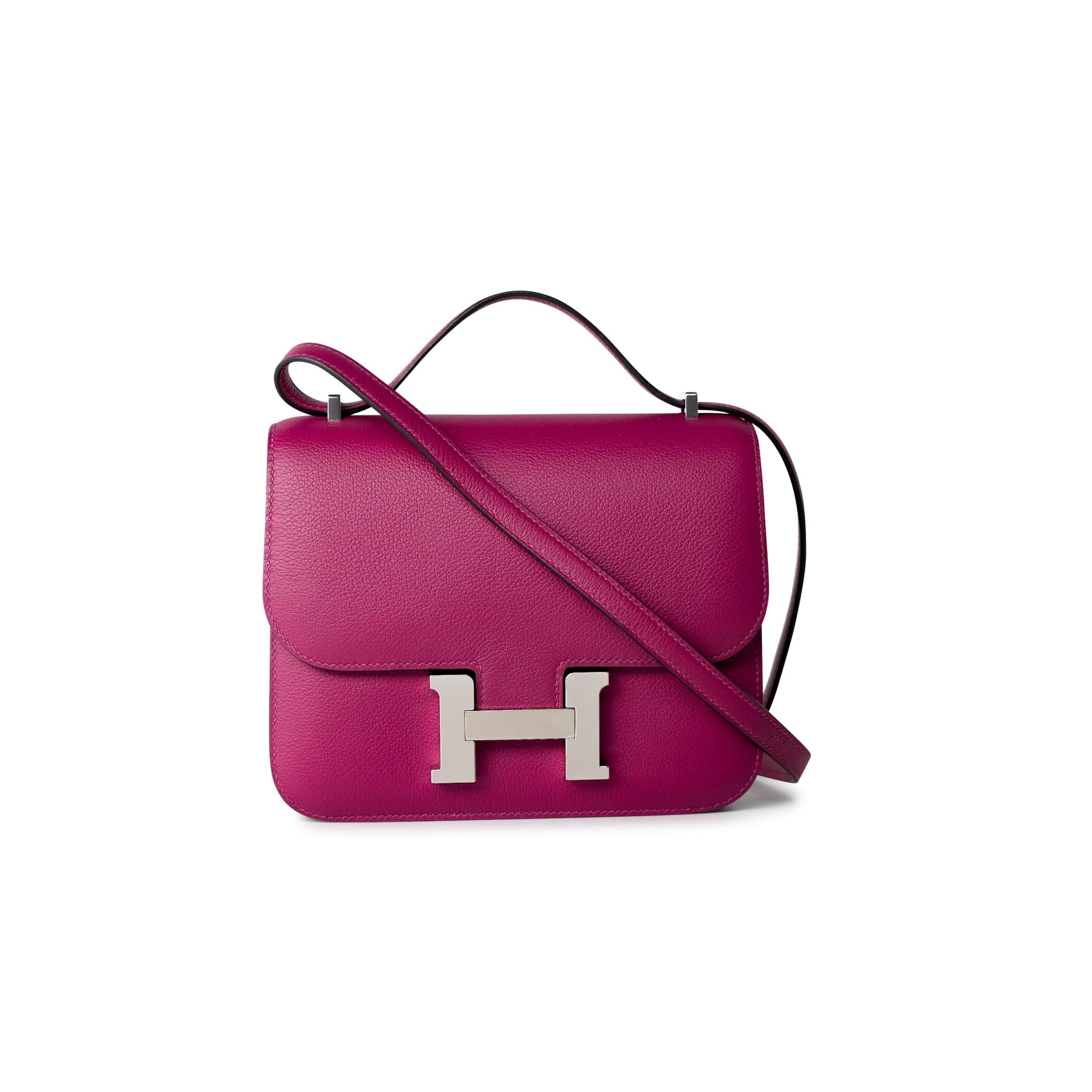 Hermes Handbag Hermes Constance 18 Rose Pourpre Chèvre Leather Palladium Hardware - Redeluxe