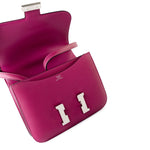 Hermes Handbag Hermes Constance 18 Rose Pourpre Chèvre Leather Palladium Hardware - Redeluxe