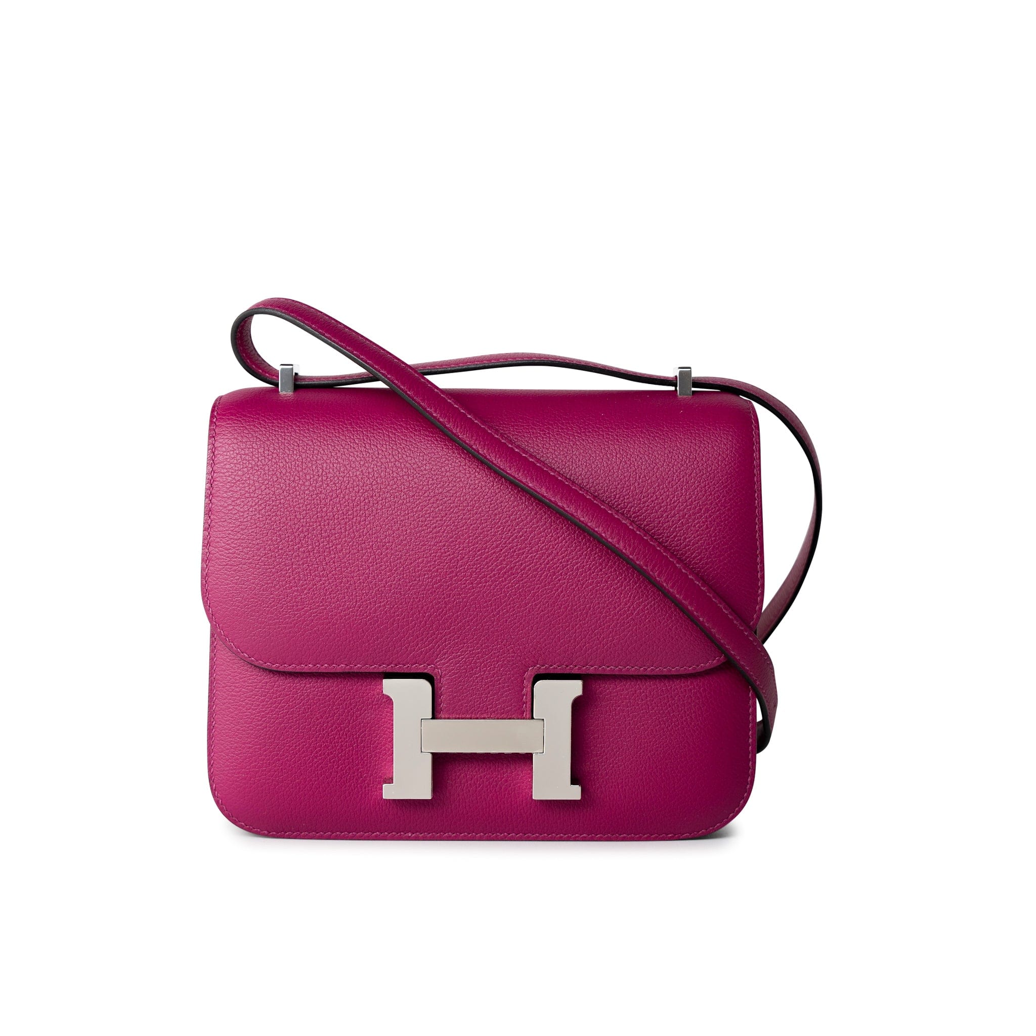 Hermes Handbag Hermes Constance 18 Rose Pourpre Chèvre Leather Palladium Hardware - Redeluxe