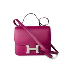 Hermes Handbag Hermes Constance 18 Rose Pourpre Chèvre Leather Palladium Hardware - Redeluxe