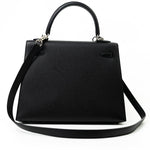 Hermes Handbag Hermes Kelly 25 Black Veau Epsom Leather Palladium Plated 2021 Z - Redeluxe