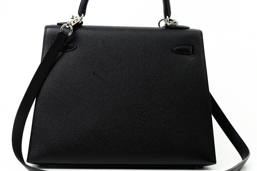 Hermes Handbag Hermes Kelly 25 Black Veau Epsom Leather Palladium Plated 2021 Z - Redeluxe