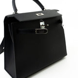 Hermes Handbag Hermes Kelly 25 Black Veau Epsom Leather Palladium Plated 2021 Z - Redeluxe