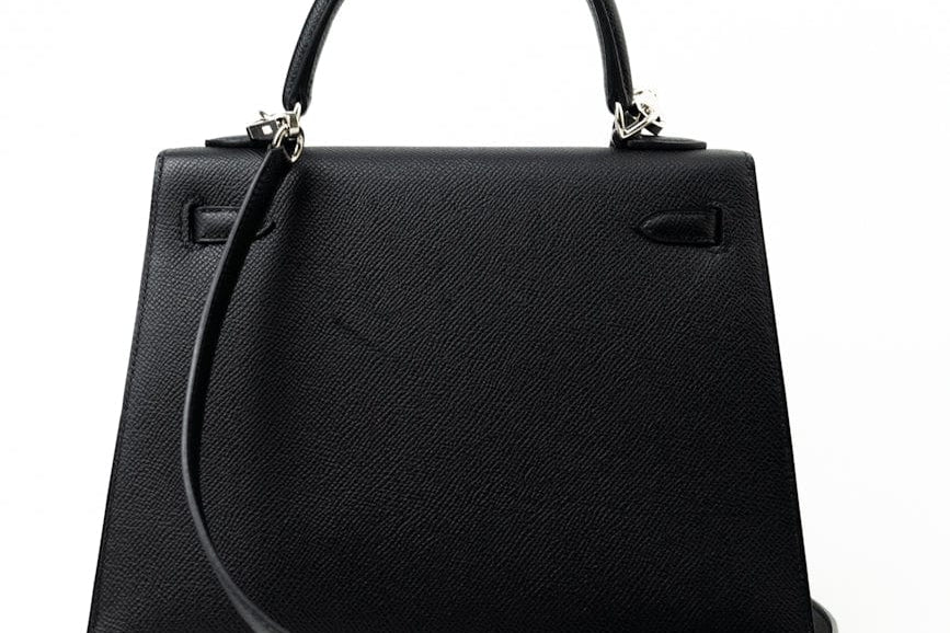 Hermes Handbag Hermes Kelly 25 Black Veau Epsom Leather Palladium Plated 2021 Z - Redeluxe